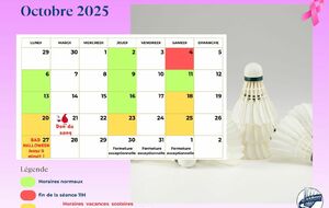 Horaires sessions Octobre 2025