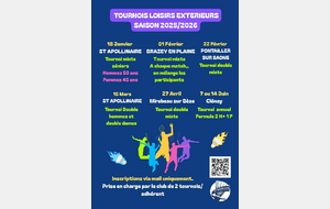 Tournois extérieurs saison 2025/2026