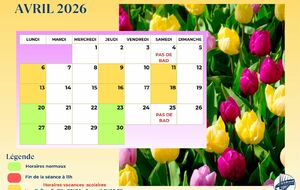 Horaires sessions avril