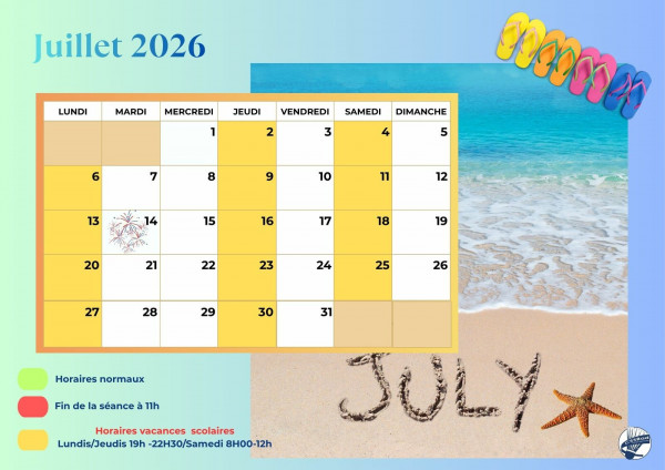 Horaires juillet 2026