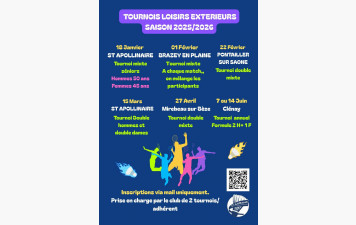 Tournois extérieurs saison 2025/2026
