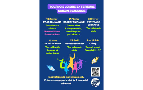 Tournois extérieurs saison 2025/2026
