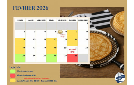 🕙 Informations – Horaires des sessions de Février